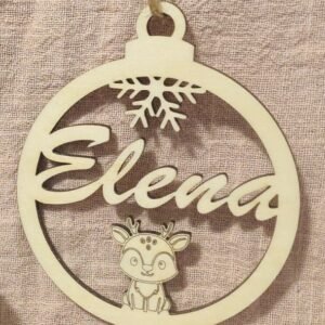 🎄 Boule de Noël Personnalisée en Bois "Cerf Enchanté"