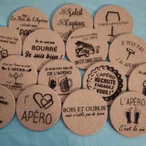 Dessous de verre apéro en liège personnalisable